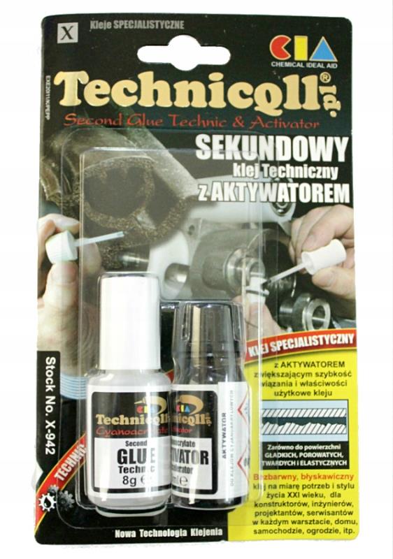 

Klej techniczny sekundowy z aktywatorem 8ml+8g