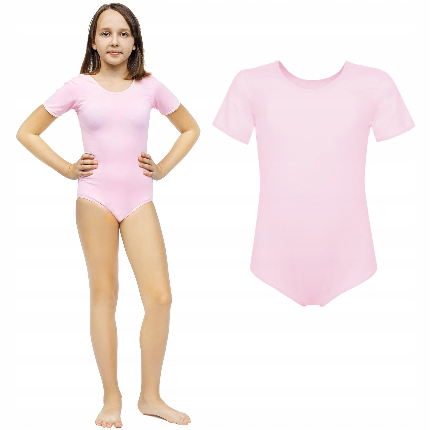 

Bawełniane Body Gimnastyczne 128 CM Różowe Taniec