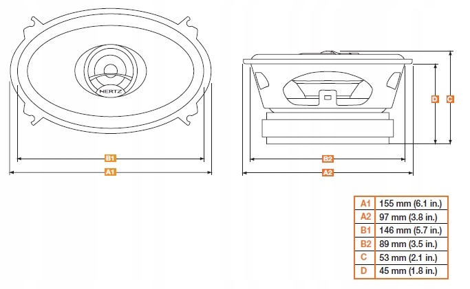 MOCNE GŁOŚNIKI SAMOCHODOWE HERTZ DCX460.3 4x6" ELIPSY OWALNE POD RADIO Marka Hertz