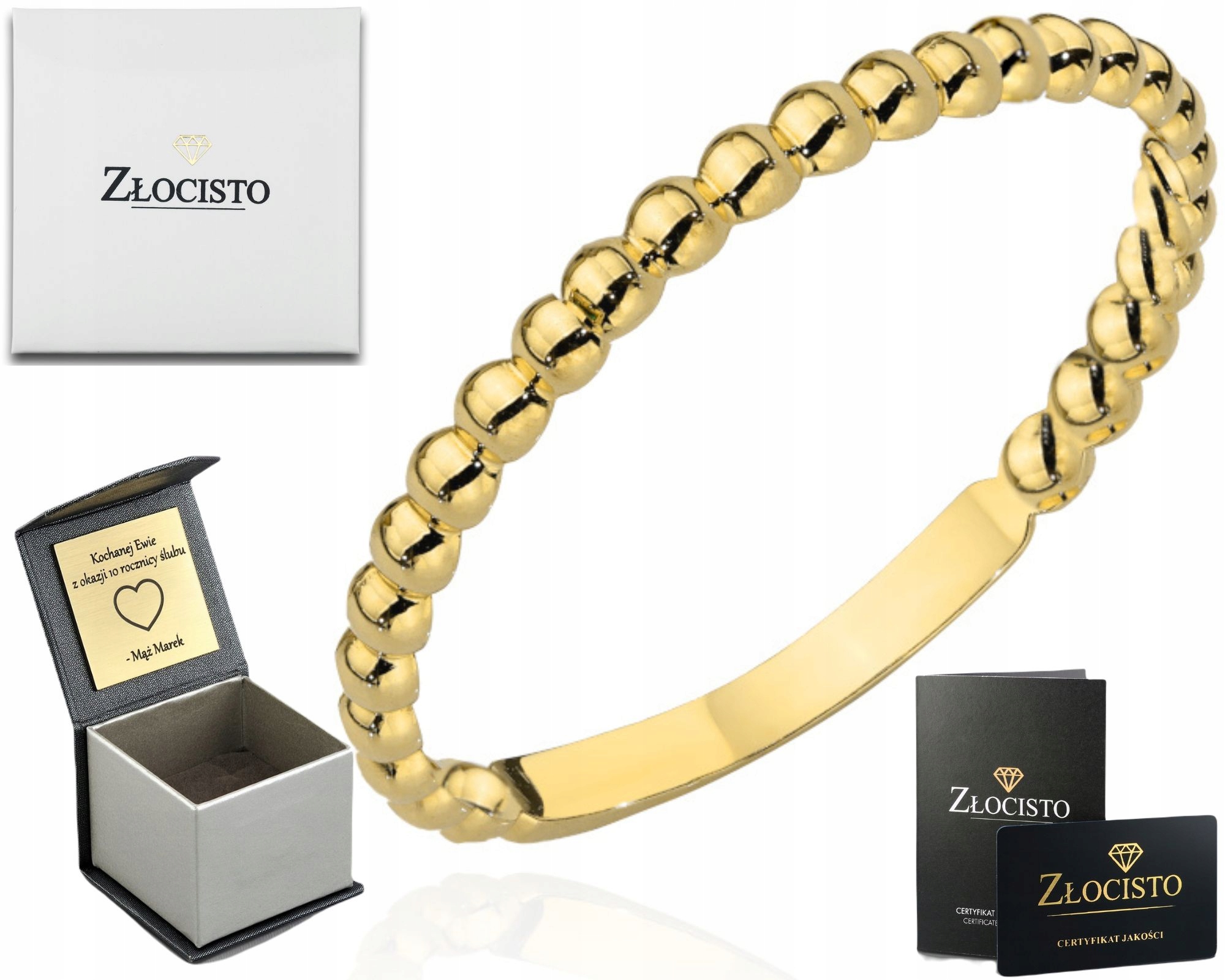 Zlatý Prstýnek Jemný S Kuličkami Plochý Ryzost Zlata 585 14K Dárek