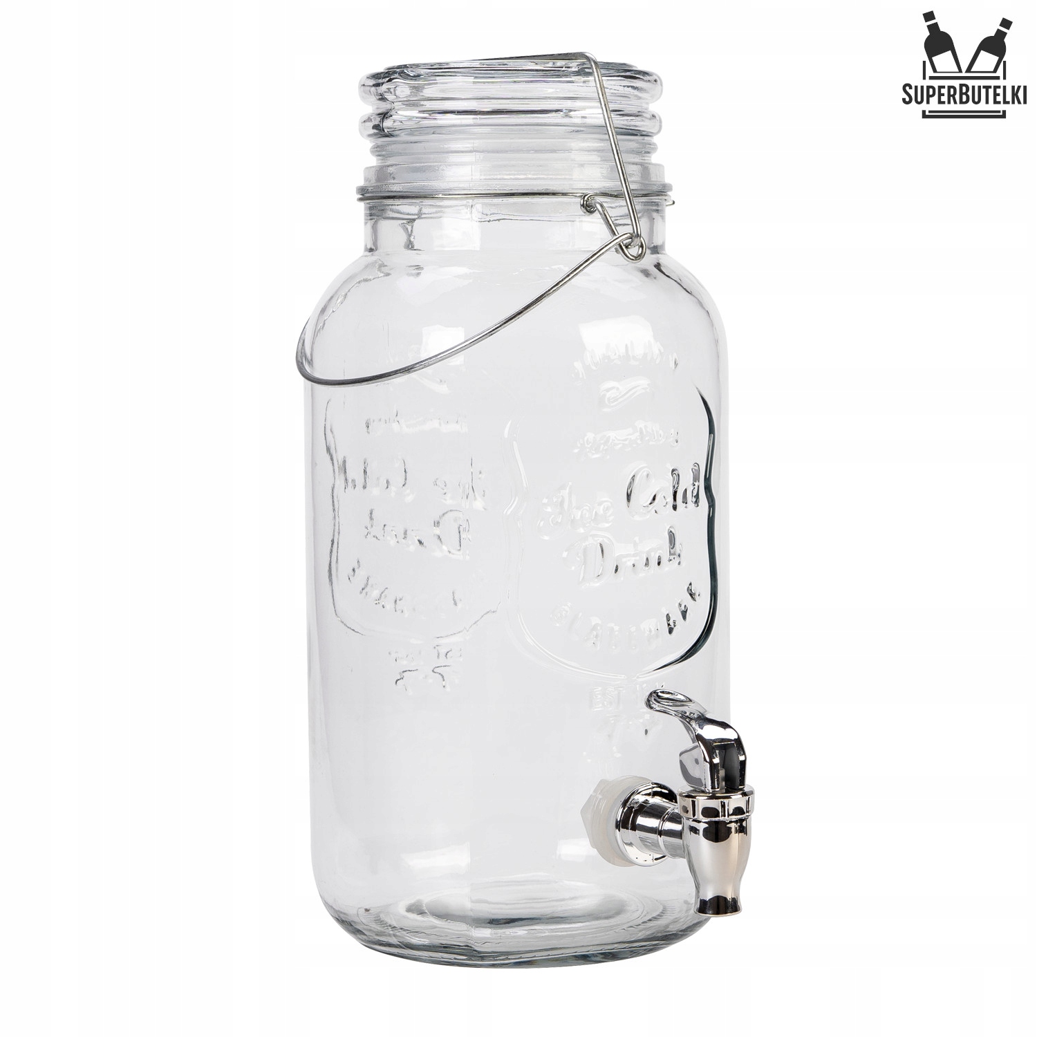 SŁÓJ SZKLANY 4 L + KRANIK na LEMONIADĘ NAPOJE SOK Kolor przezroczysty