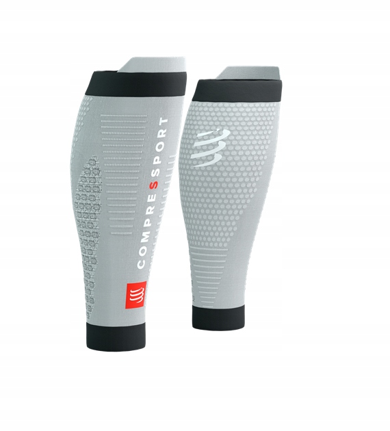 Opaski Kompresyjne Compressport R2 3.0 Calf Sleeves Grey Melange/Black T4