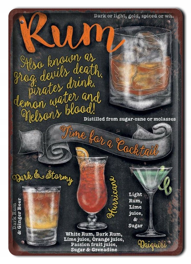 Rum Plakat Metalowy Szyld Obrazek Retro #21203