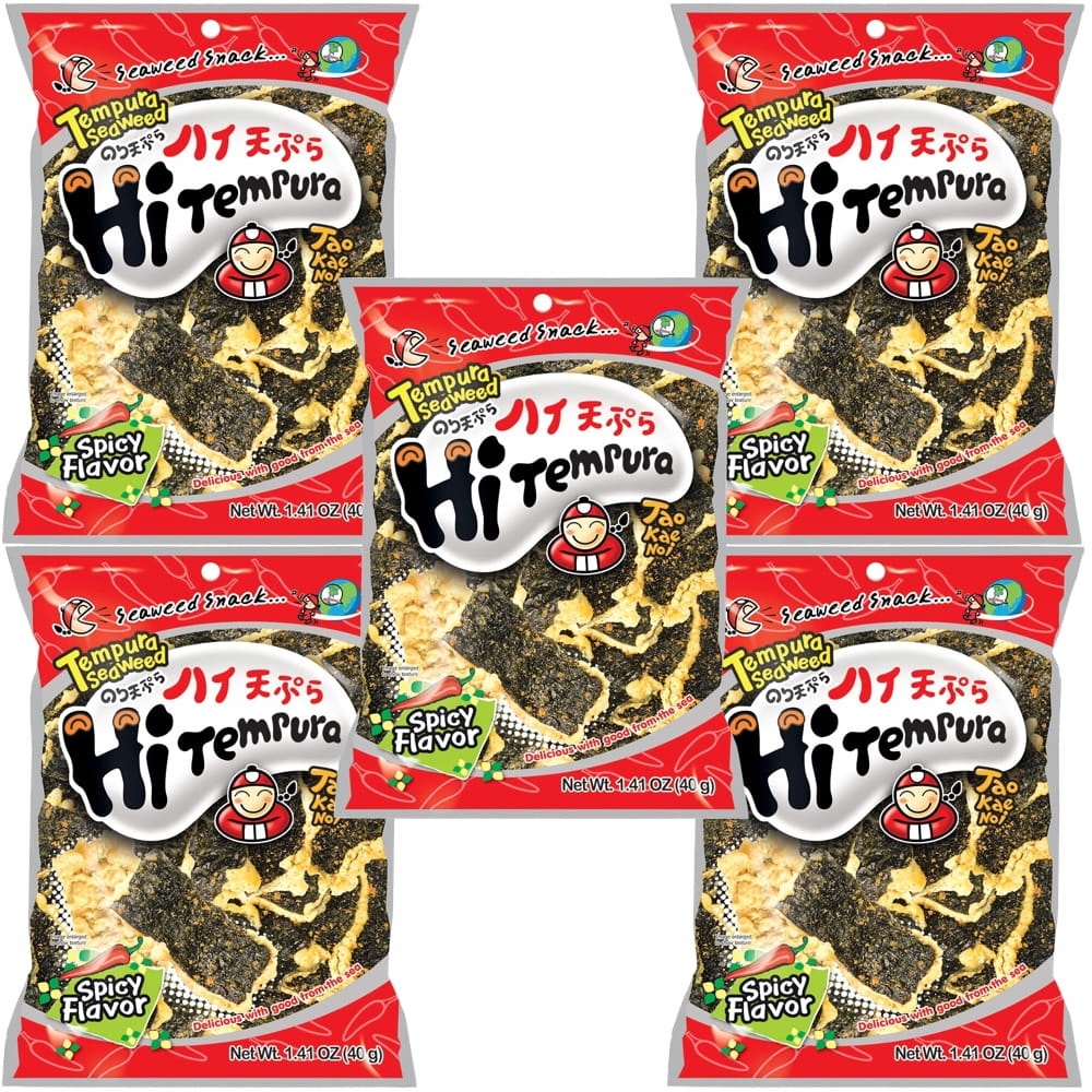 Levně 5 x Křupavé snacky z řas Nori Ostré v teplotě 40 g Taokaenoi Brand