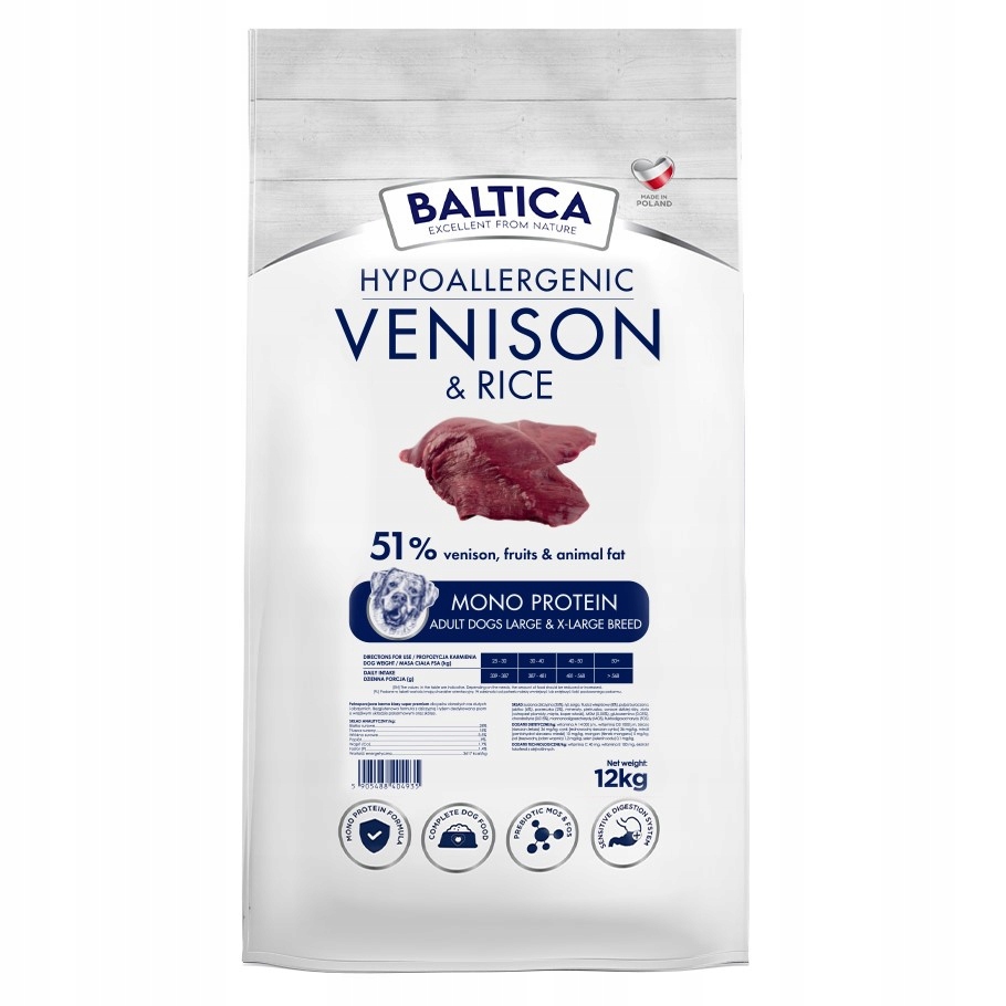 Baltica Adult Dziczyzna Ryż L/XL 12kg Hipoalergiczna Sucha Karma Dla Psów
