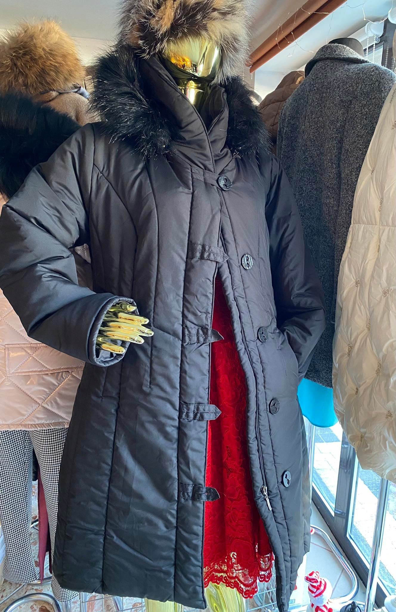 Dámský zimní kabát Černá barva vel 46