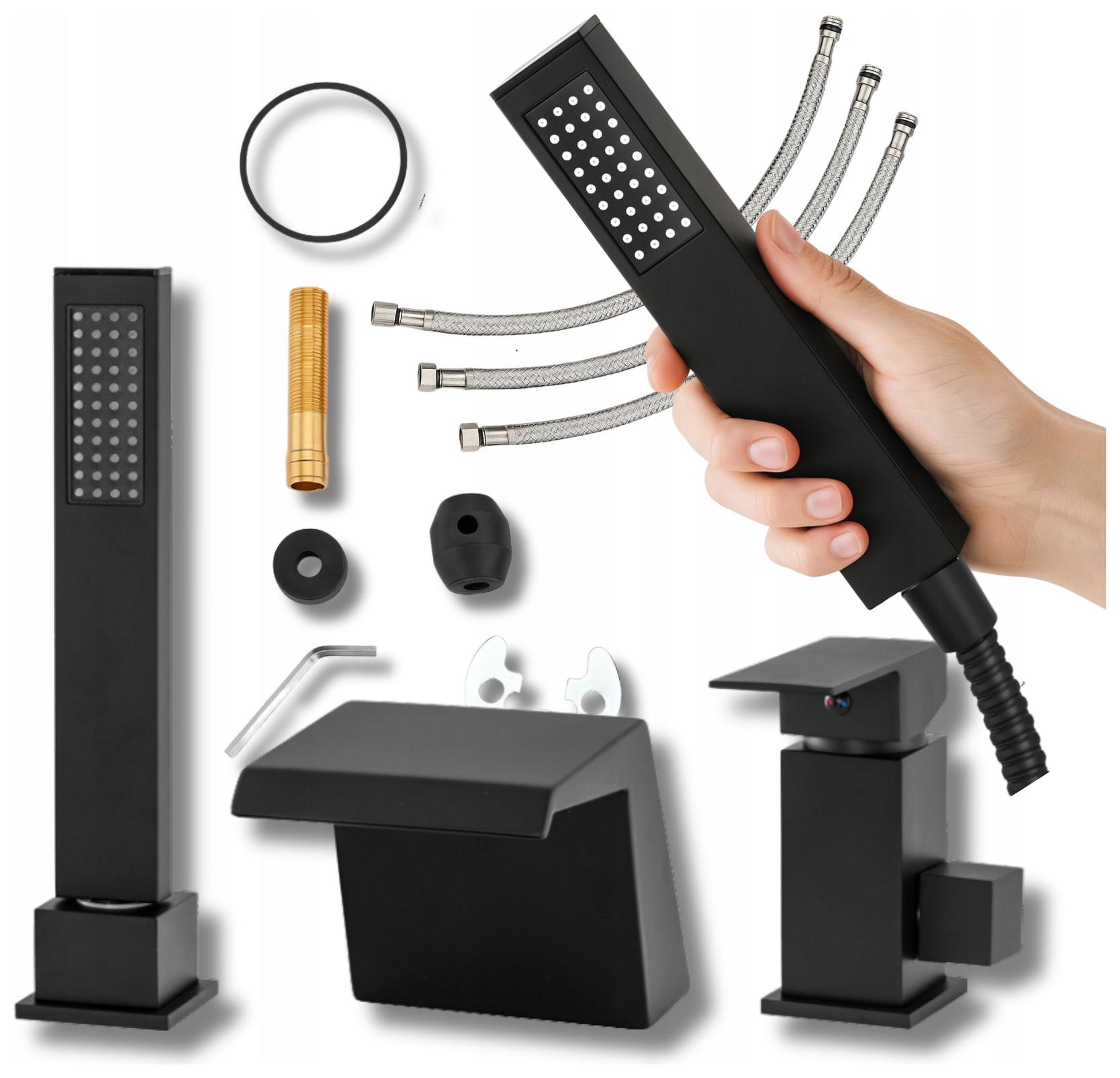 3-otvorová vaňová batéria vodopád do vane hadica hlavica Čierna Naro