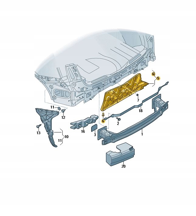 80A807329B01C - Крепежный элемент опора бампер задний правый Q5