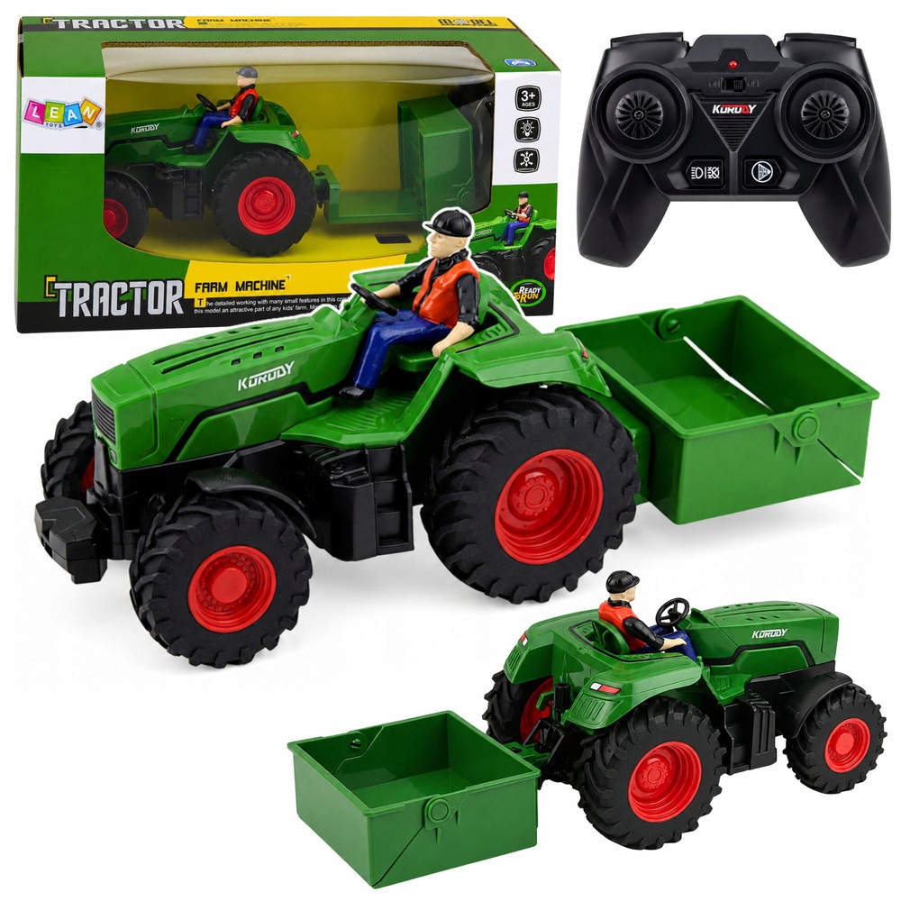 Zemědělský traktor Rc s dálkově ovládaným přívěsem a zemědělcem 1:24