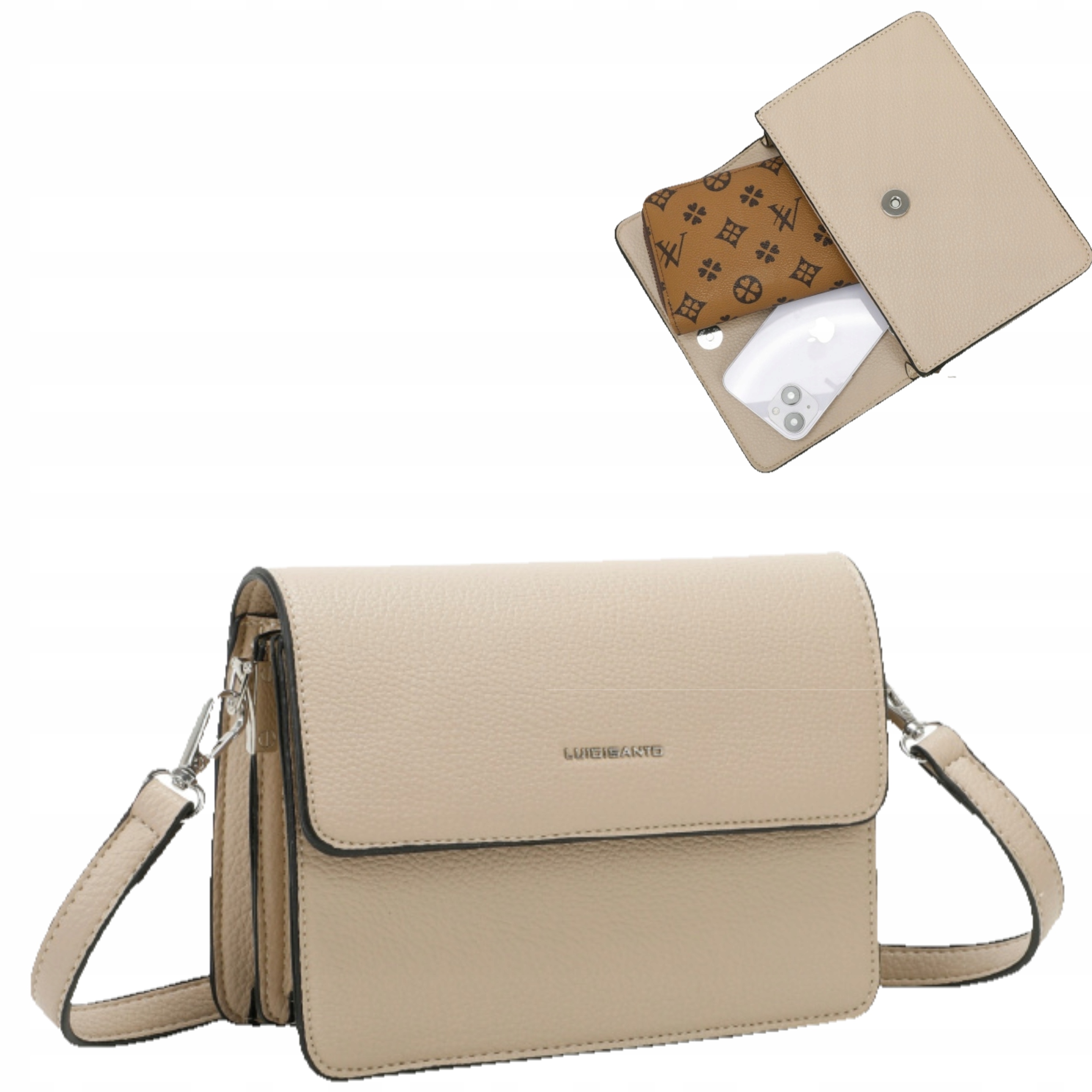 Dámská kabelka přes rameno Světle béžová Kožená Eko Kůže Luigisanto