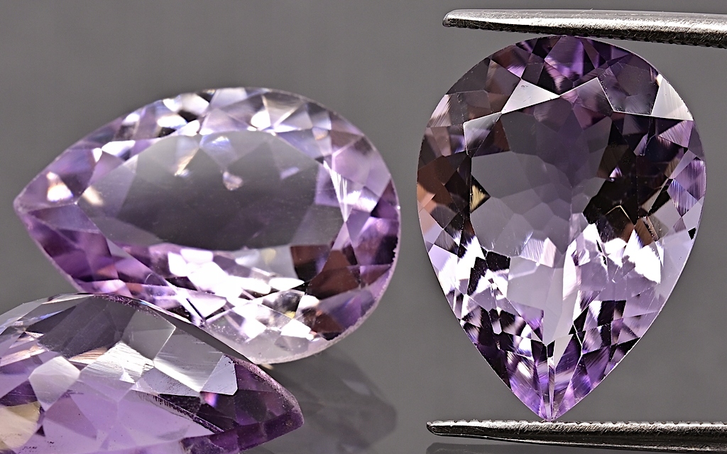 Ametyst fazetovaný slza 16x12 mm