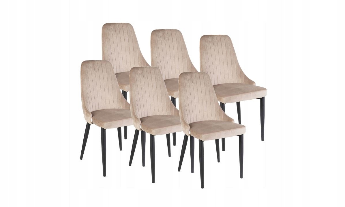 Sada 6 x Velvetová prešívaná stolička béžová 46,5x58x88 Louis Homla
