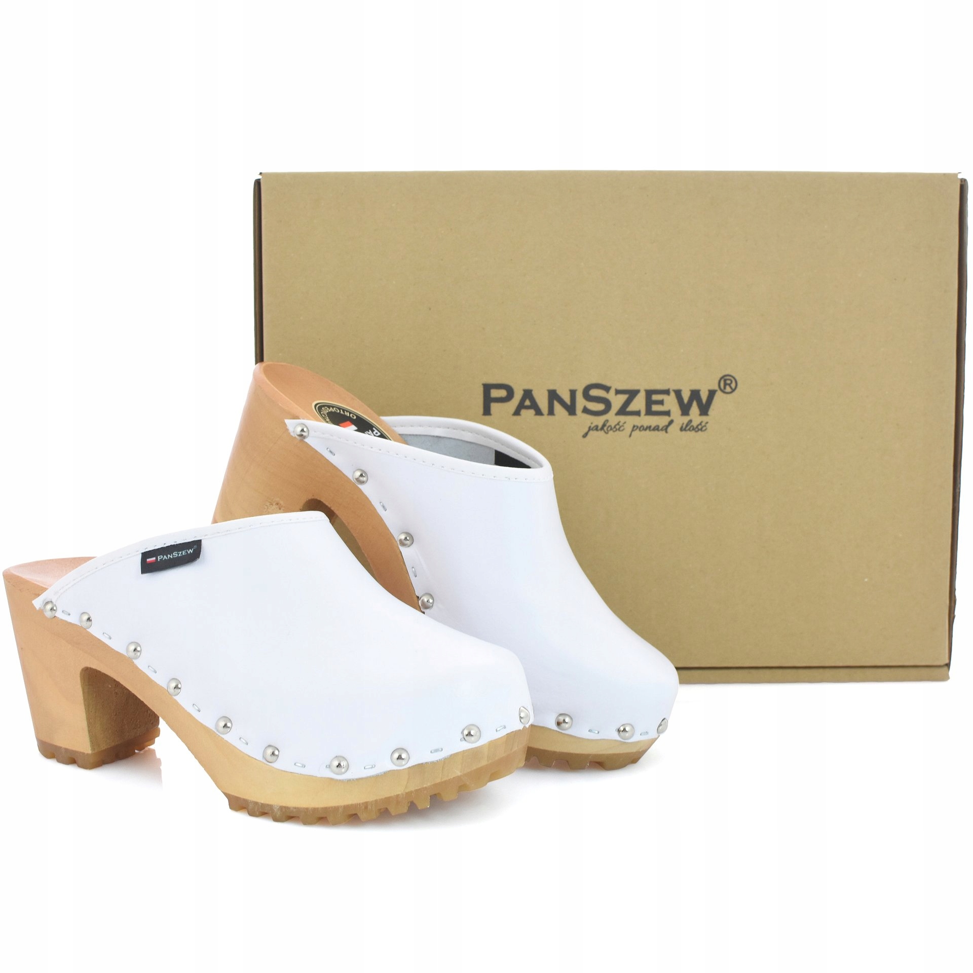 PanSzew EFEKTOWNE Drewniaki Damskie SKÓRZANE 35-41 Rozmiar 38