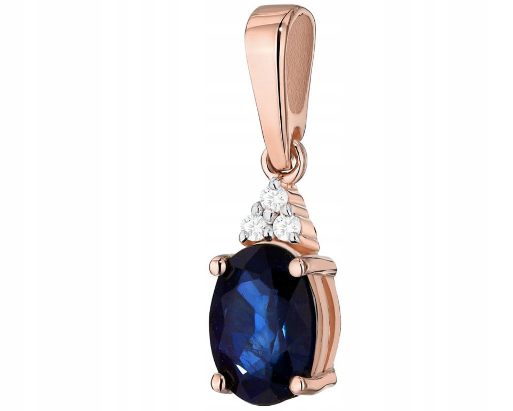 Růžové Zlato Přívěsek S Briliantem A Přírodním Kamenem Safír Gravírování Dárek