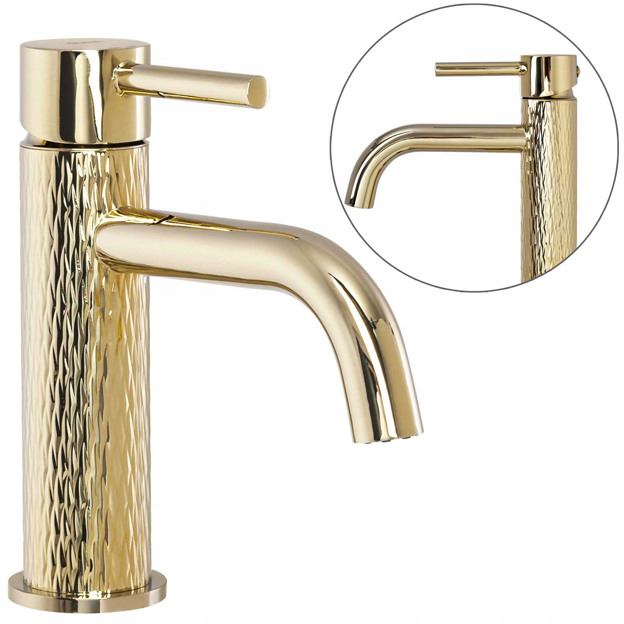 Umývadlová batéria Zlatá Nízka Rea Lungo Art Gold Fakturovaná Stavba