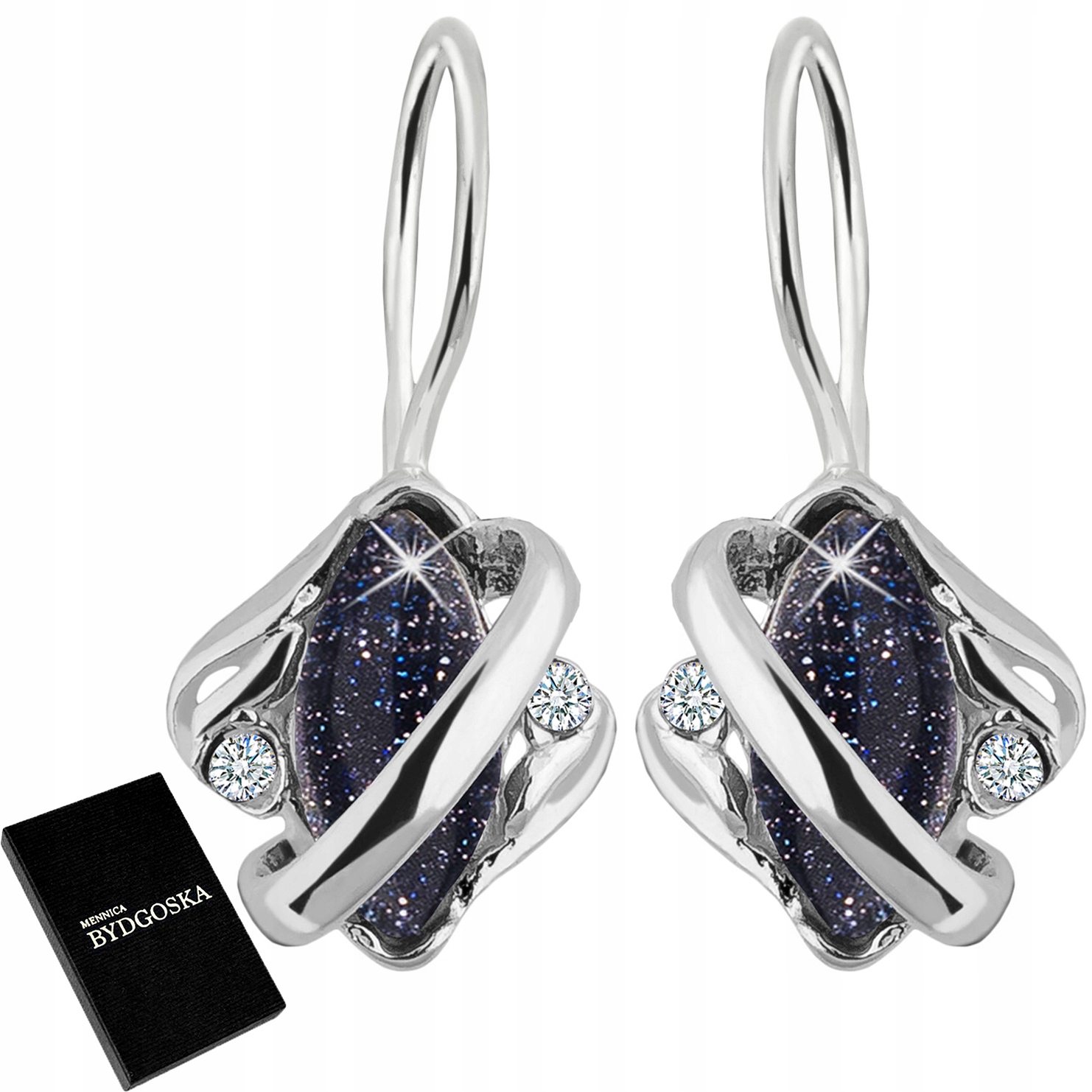 Stříbrné náušnice , černé rhodiované náušnice Cairo Night, stříbro 925