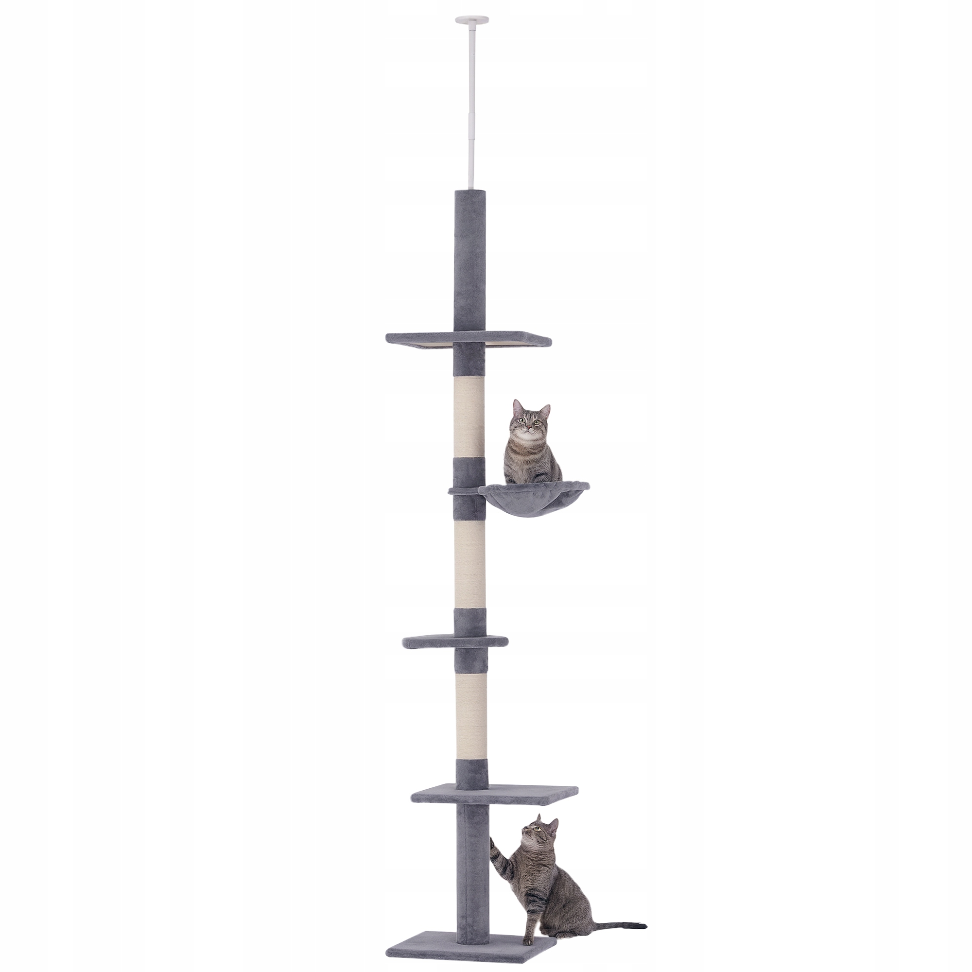 Pětipatrový škrabadlo pro kočky šedé 230-260 cm se sisalem