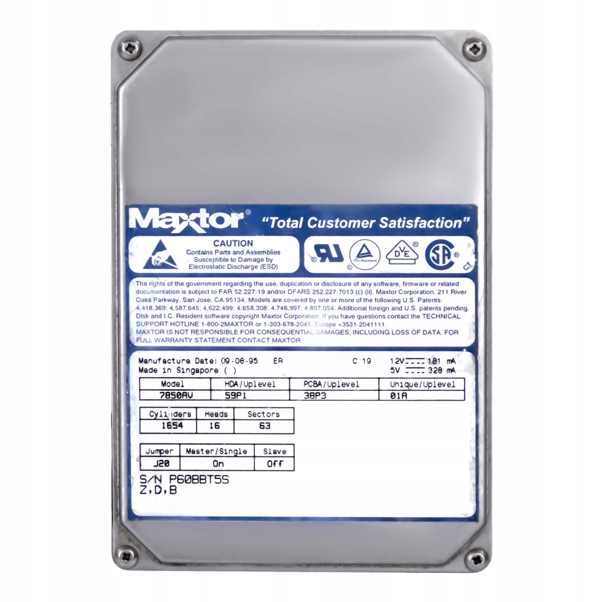 Maxtor 853MB Ata 3.5" interní pevný disk 7850AV