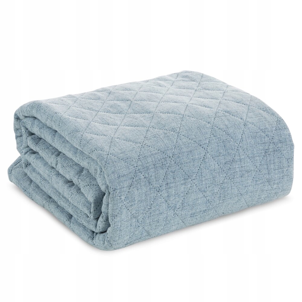 Dekorativní přehoz Len 220x240 modrý, prošívaný s geometrickým vzorem