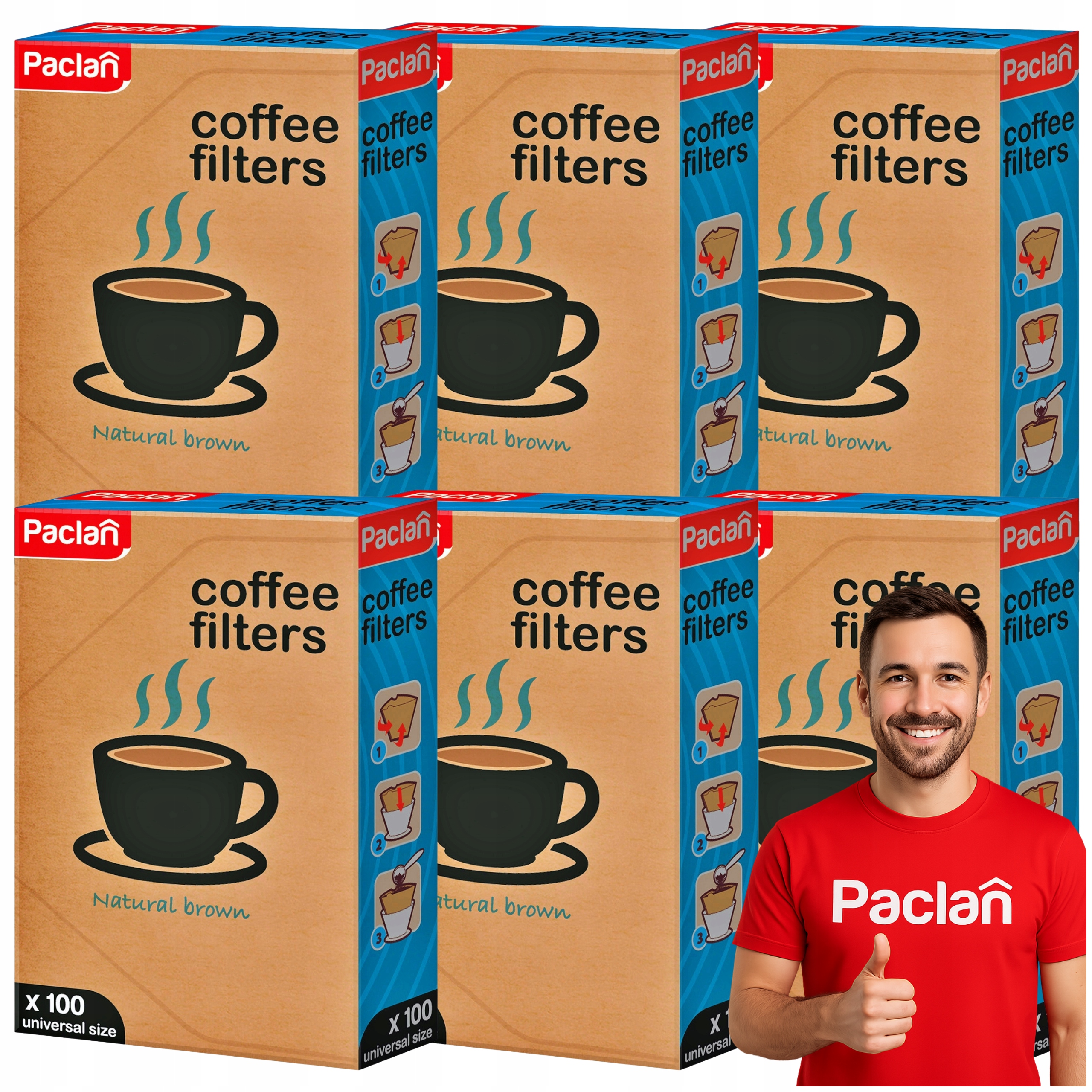 Levně Filtry do kávy Paclan 100 ks Papírové Na Jedno Použití pro kávovar