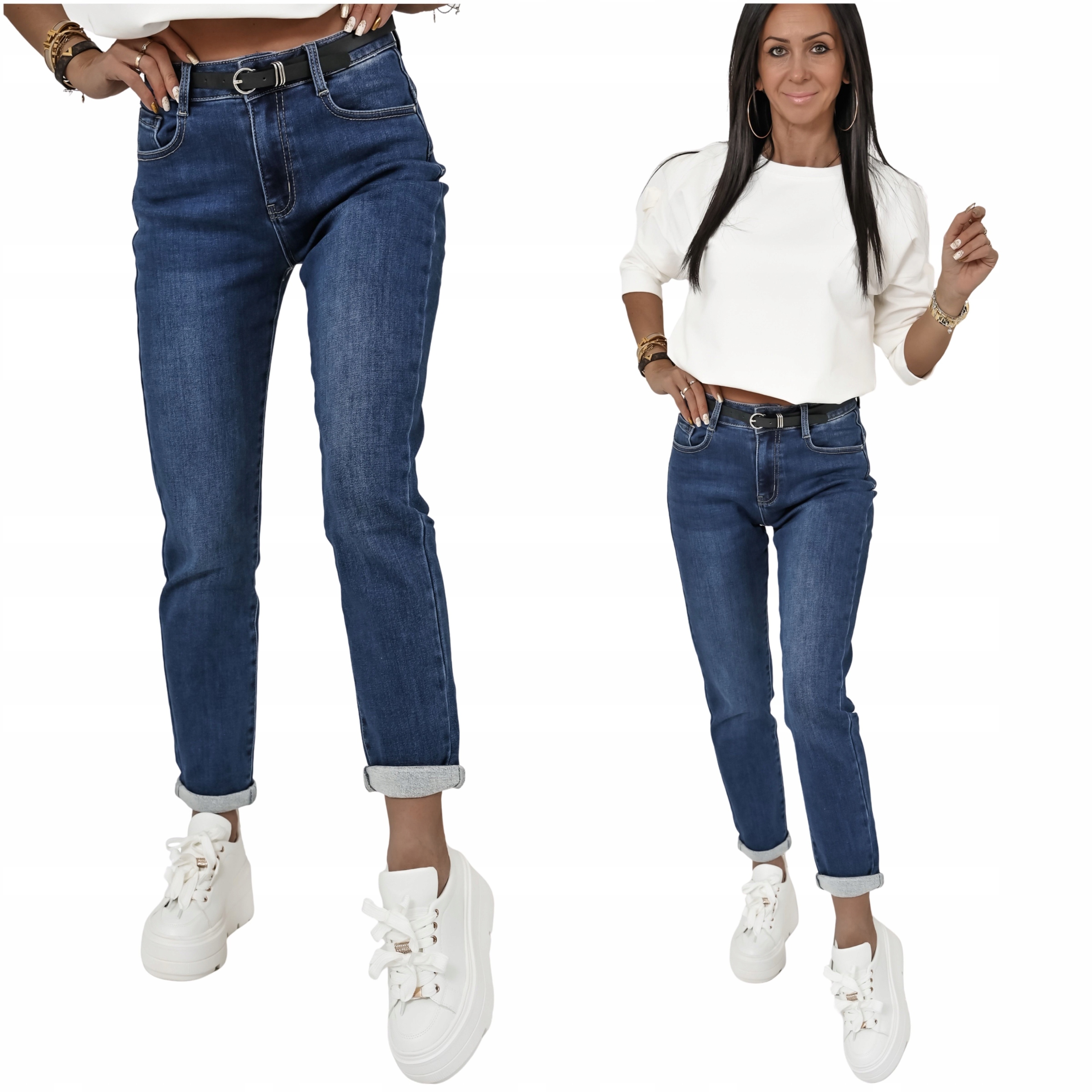 Stylowe Jeansy Z Paskiem Regular Fit Maliah! S