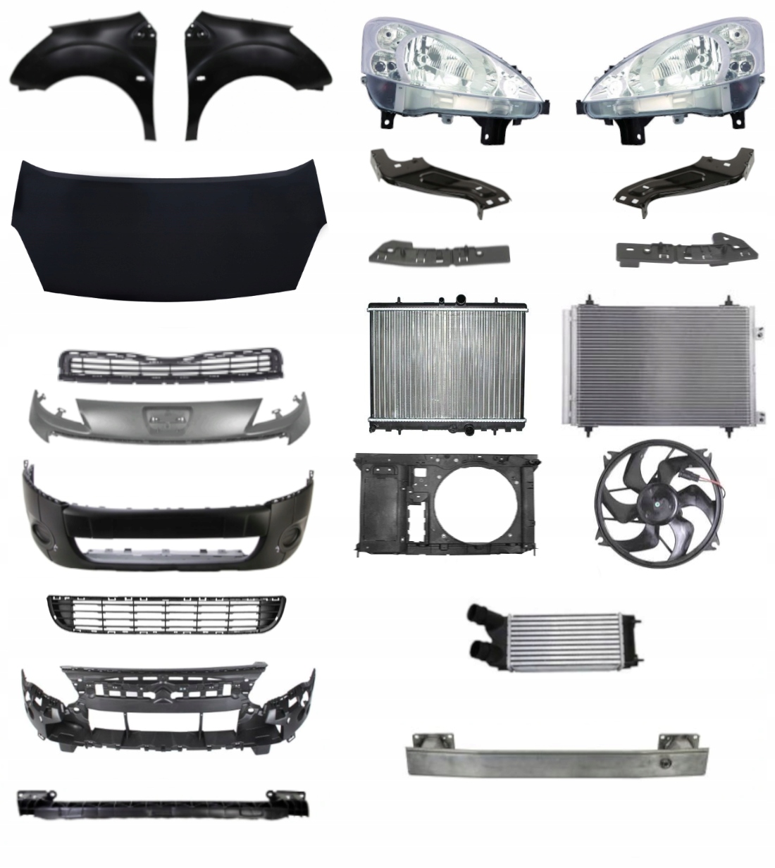 Peugeot Partner Lift 12-15 Zderzak Pas Maska ZESTAW CZĘŚCI