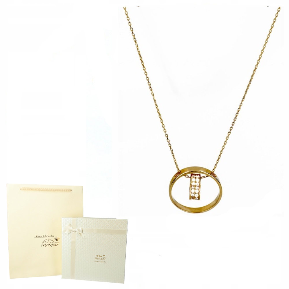 Zlatý náhrdelník Prsten se srdíčkem, zlato 585