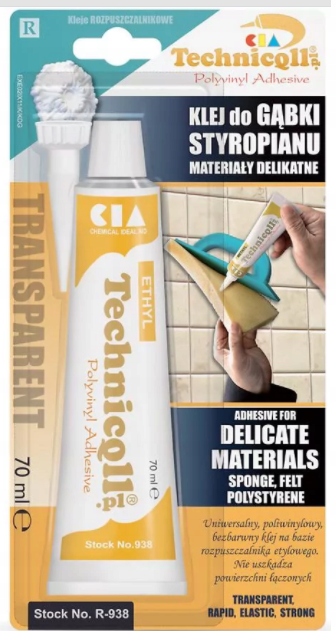 BEZBARWNY KLEJ DO GĄBKI I STYROPIANU R-938 70ml