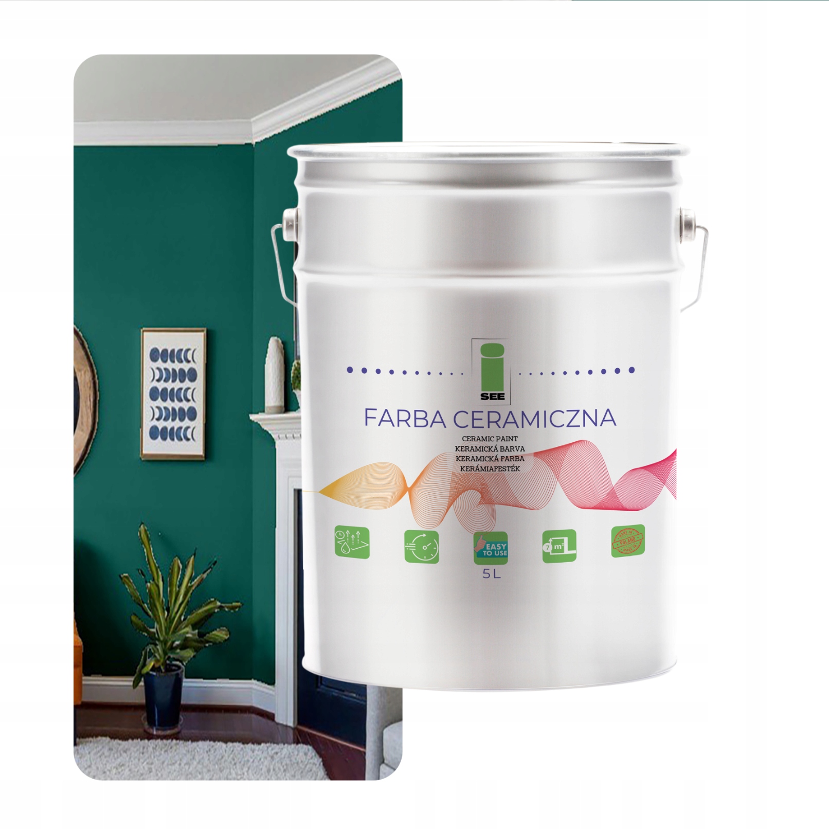 Keramická Umývateľná Farba Na Steny Zelená Tyrkysová Mätová 10 L Škvrnoodpo