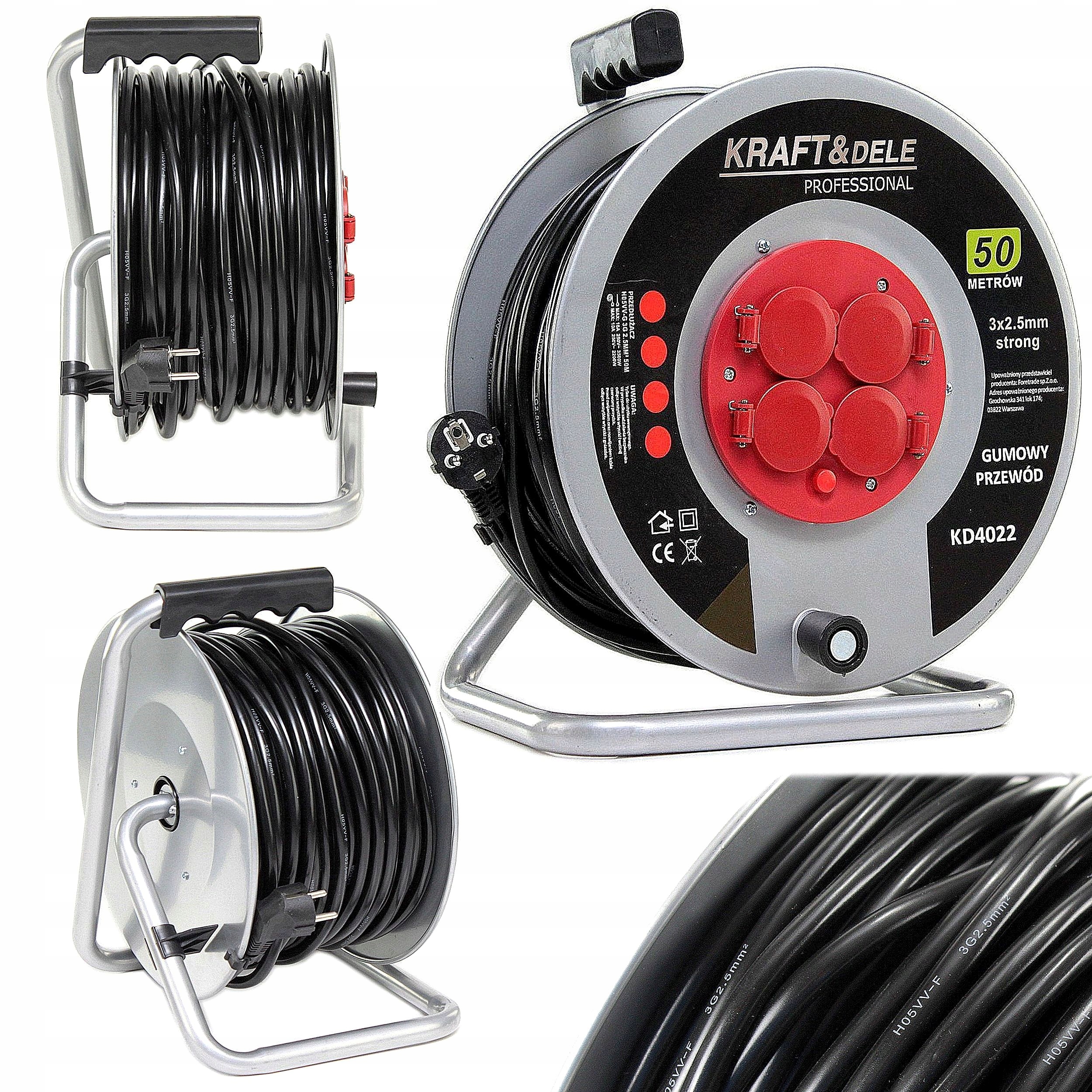 

Przedłużacz Bębnowy Bęben na kabel 50m 3x2,5 Metal