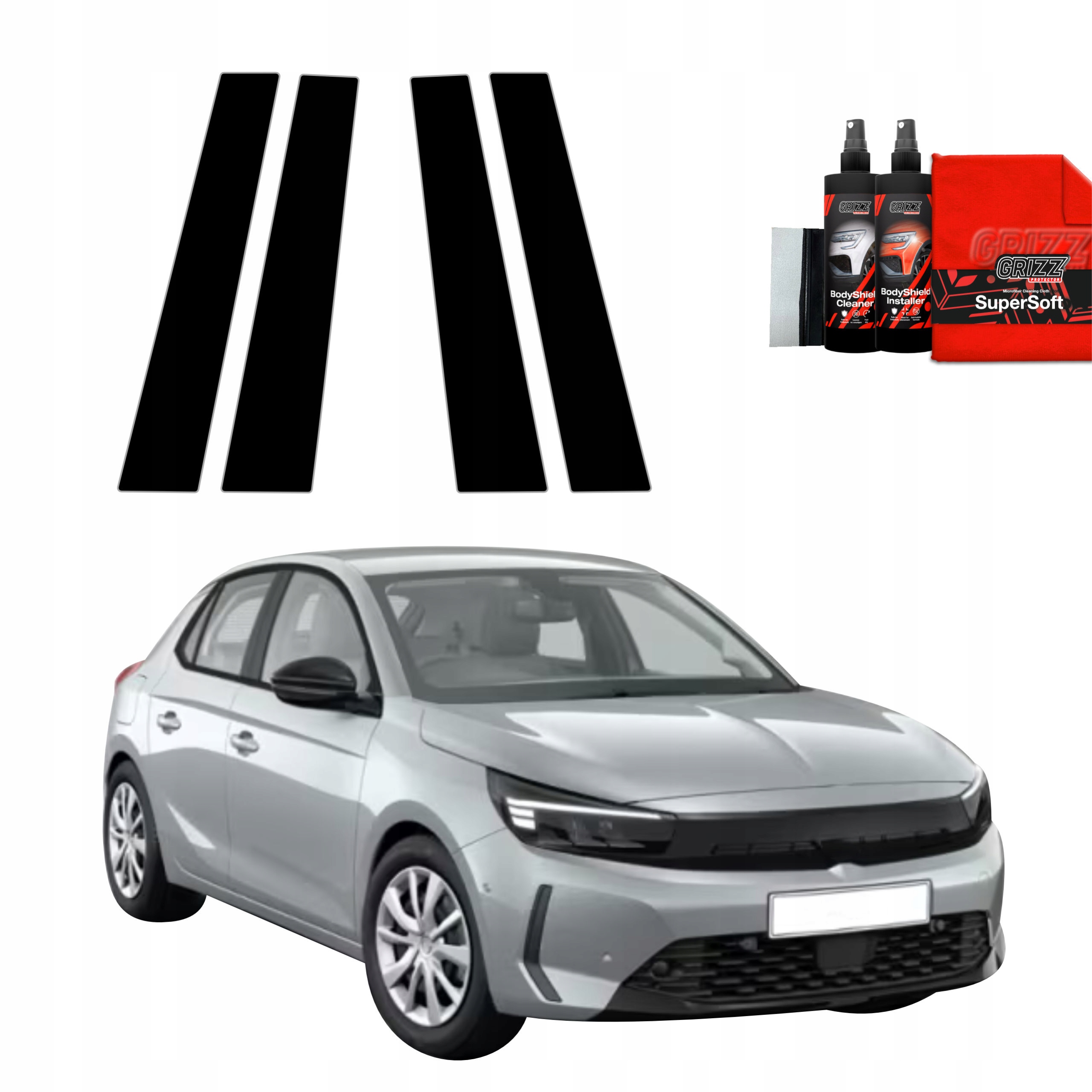 4v1 Černá fólie na sloupky pro Opel Corsa (2023-2025)