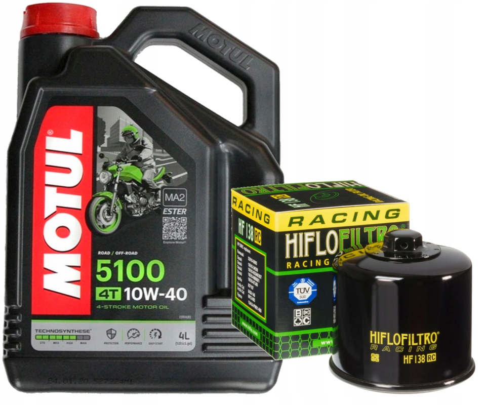 Zestaw Olej Motul 5100 10W40 4L HF138RC Racing Filtr