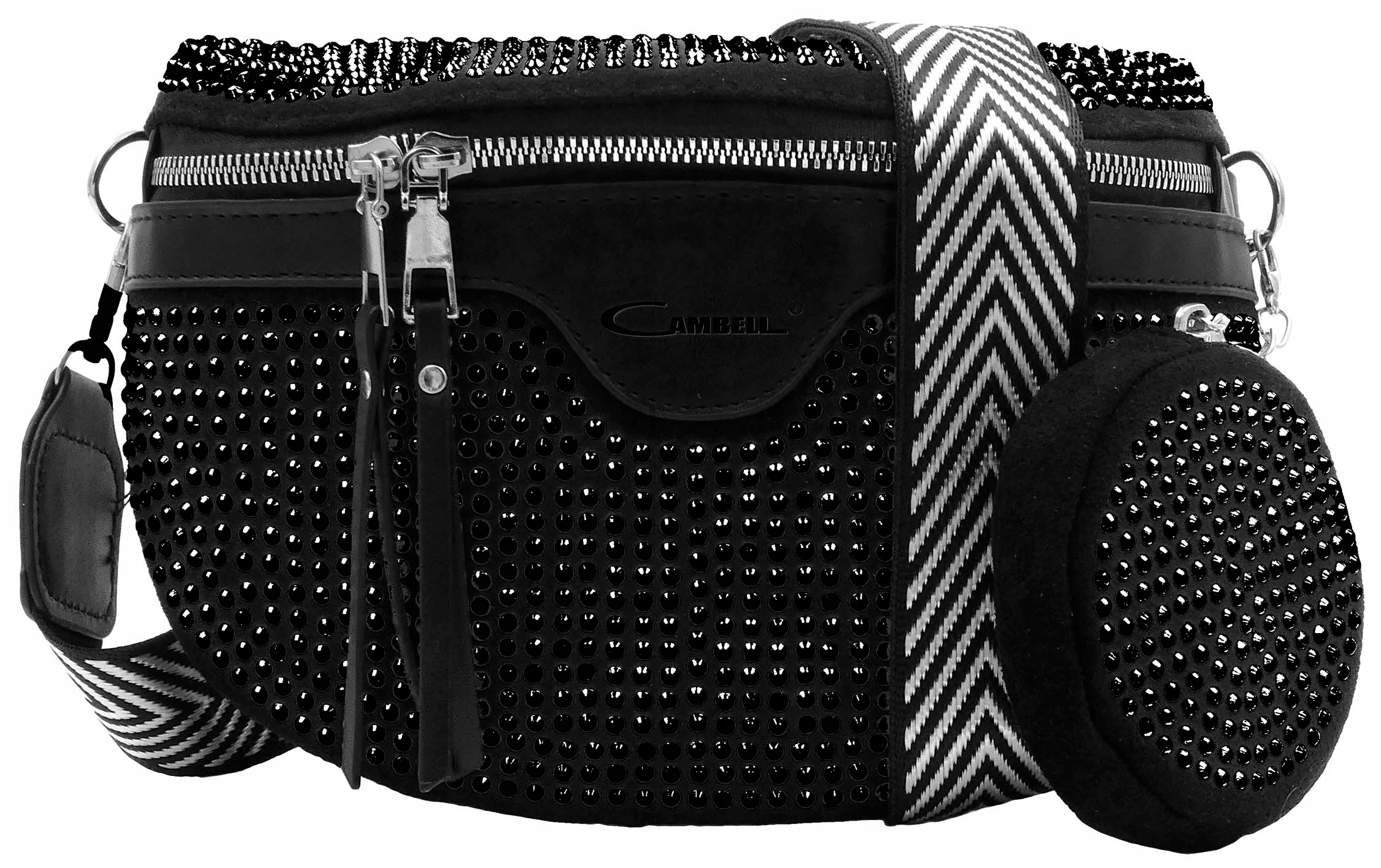 DAMSKA SASZETKA NERKA BAG NA RAMIĘ Z PORTFELIKIEM TOREBKA CROSSBODY CEKINY