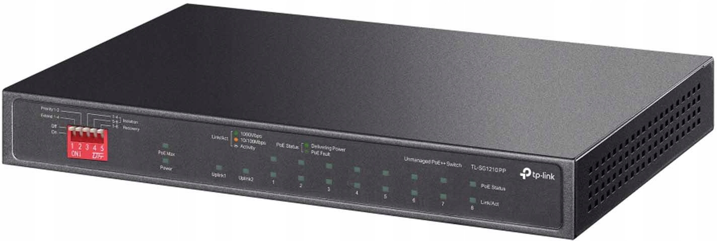 Prepínač Tp-link TL-SG1210PP 10 portov PoE, čierny, 123 W