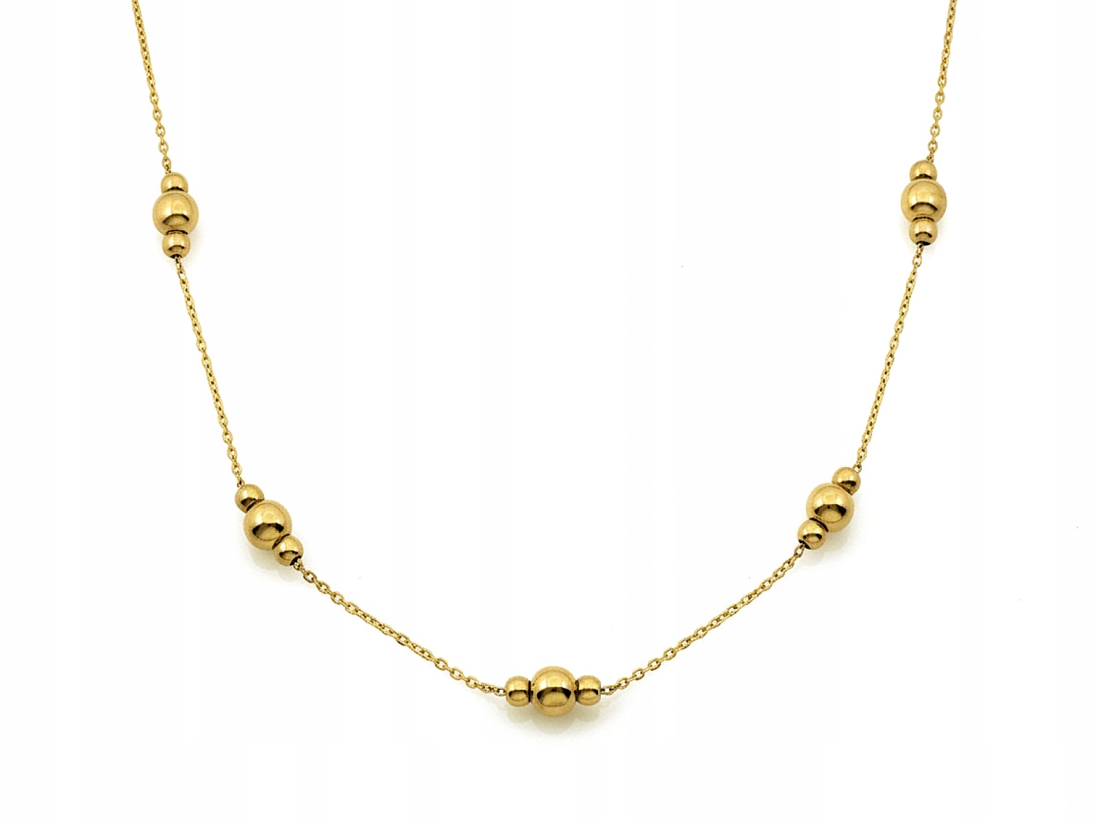 Zlatý náhrdelník 585 s kuličkami 45 cm lesklé kuličky 3.32 g dárek
