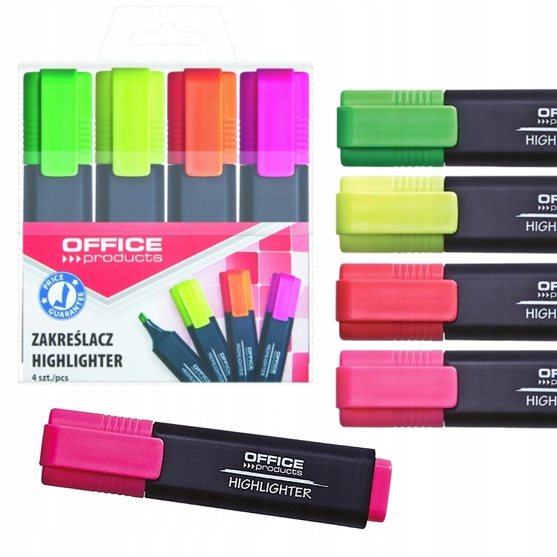 

Zakreślacze Zestaw Office Products 4szt w Etui