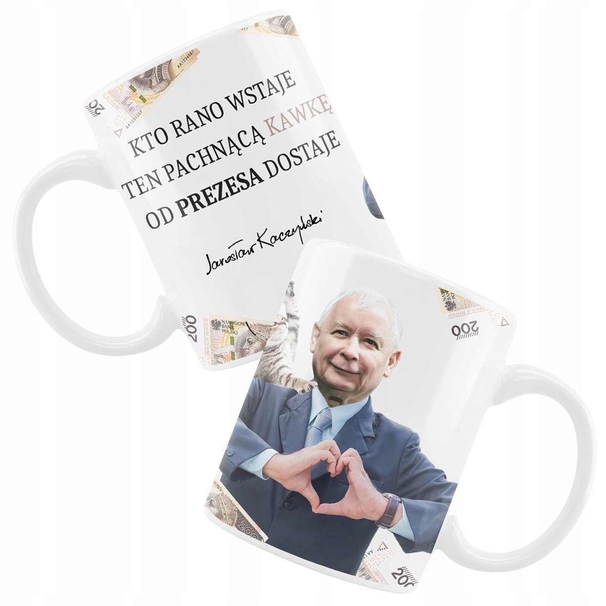 

Kubek Śmieszny Pis Kaczyński Kot Love