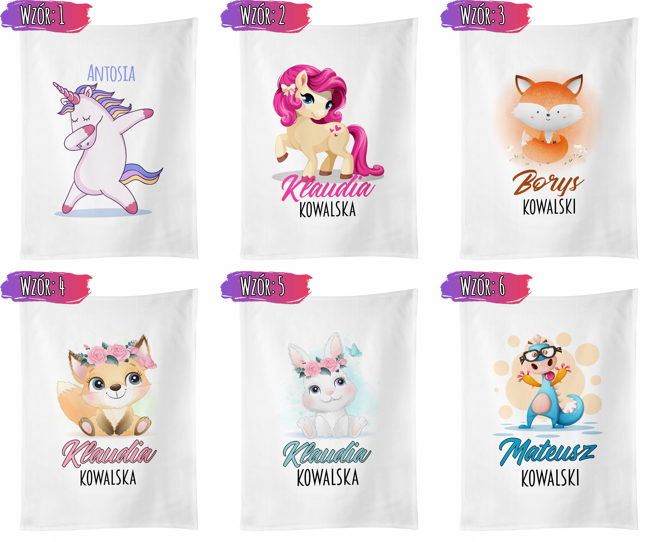 Ręcznik do przedszkola 30x50 z IMIENIEM Dziecięcy Kod producenta Przypinkowo