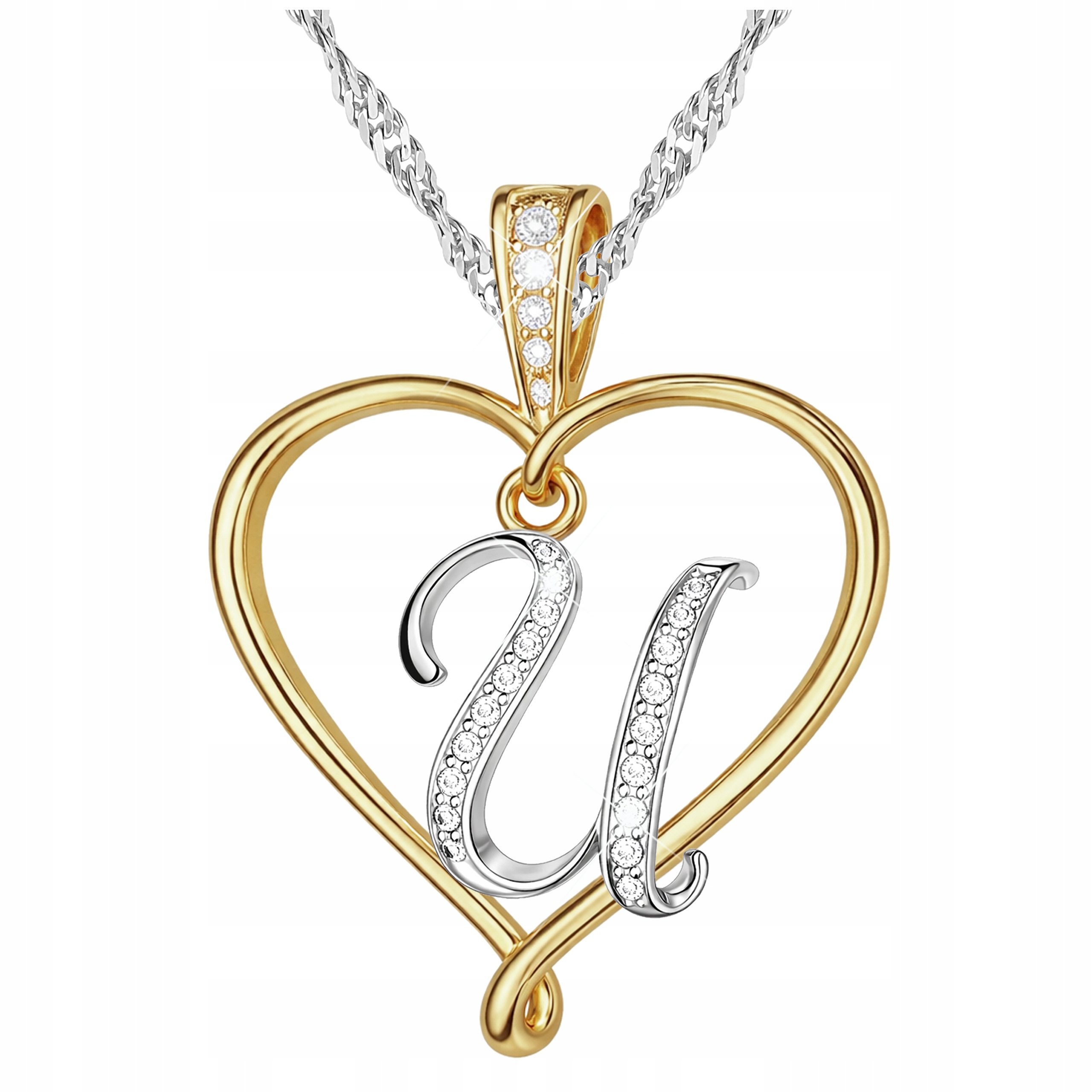 Stříbrný náhrdelník Písmeno Iniciál U Dámské jako Dárek Stříbro 925