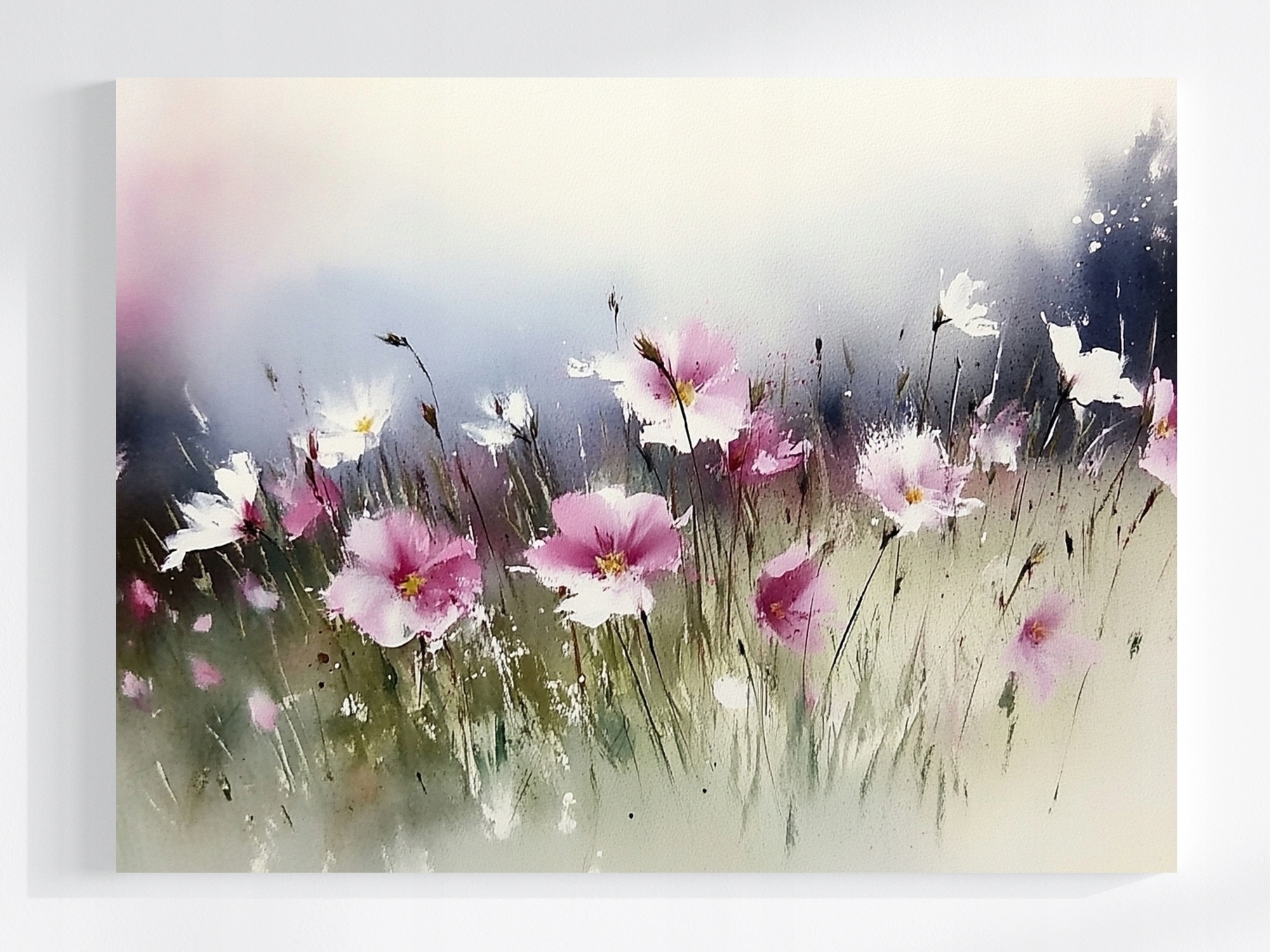 Obraz Na Plátně Canvas Akvarel Příroda Zahrada Klomb Růžové Květy 80x60