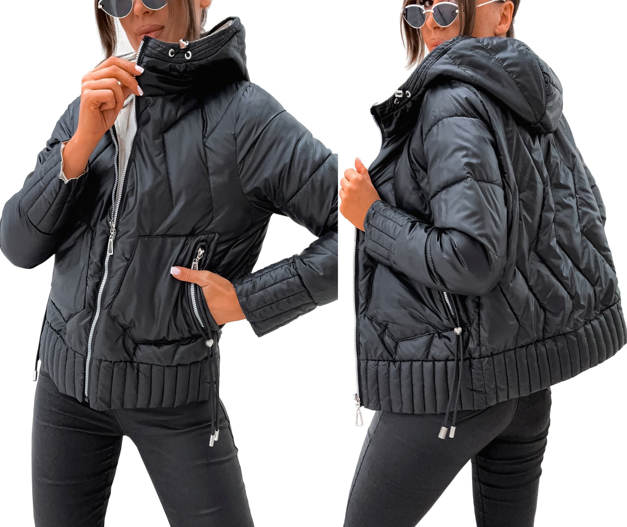 Wiosenna Kurtka Dwustronna Pikowana Damska