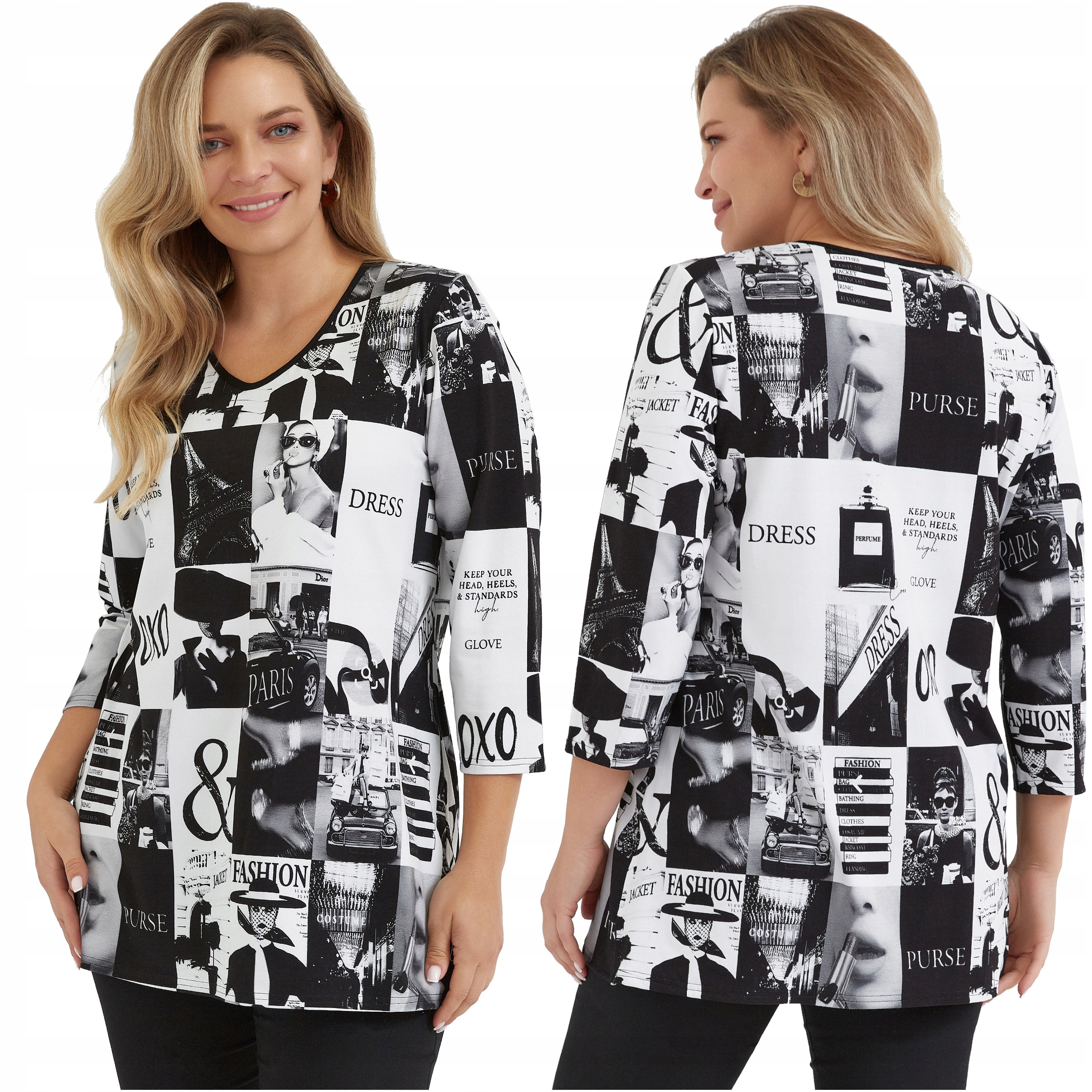 Dámská velká tunika Plus Size Krátký rukáv Polský Výrobce Mikina