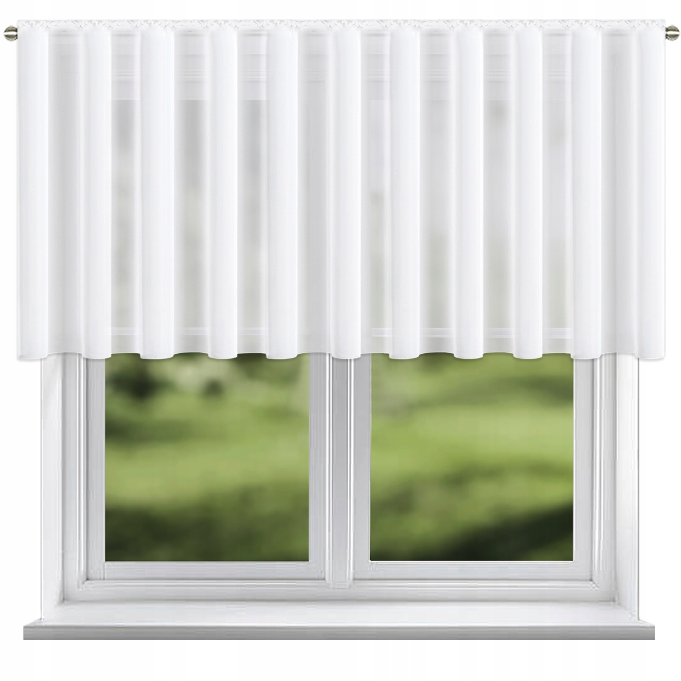 FIRANA WOALOWA GŁADKA KLASYCZNA BIAŁA NA TAŚMIE 400x110cm