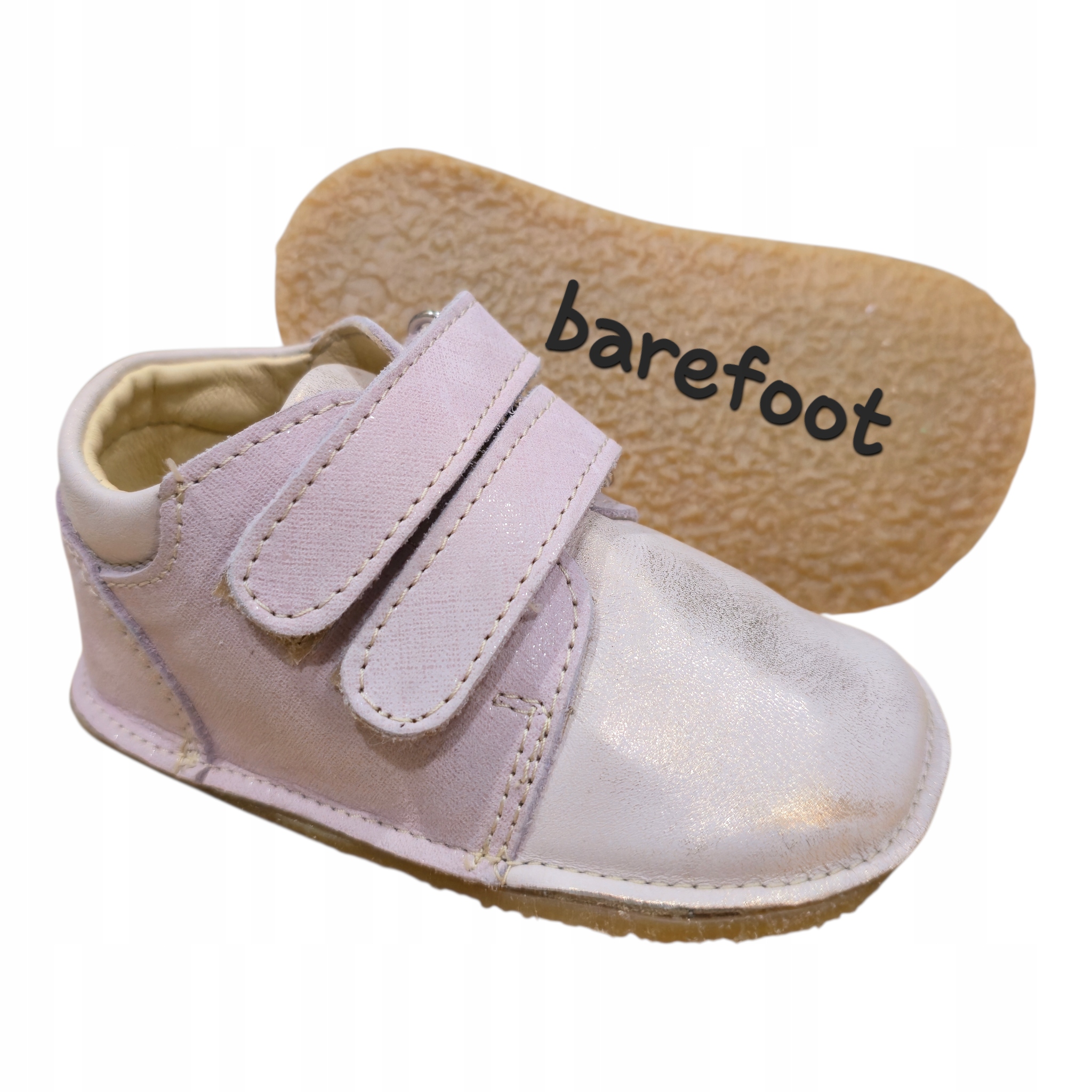Obex Lasti Buty Skórzane Dziewczęce Miękkie Trzewiki Barefoot Różowe 21