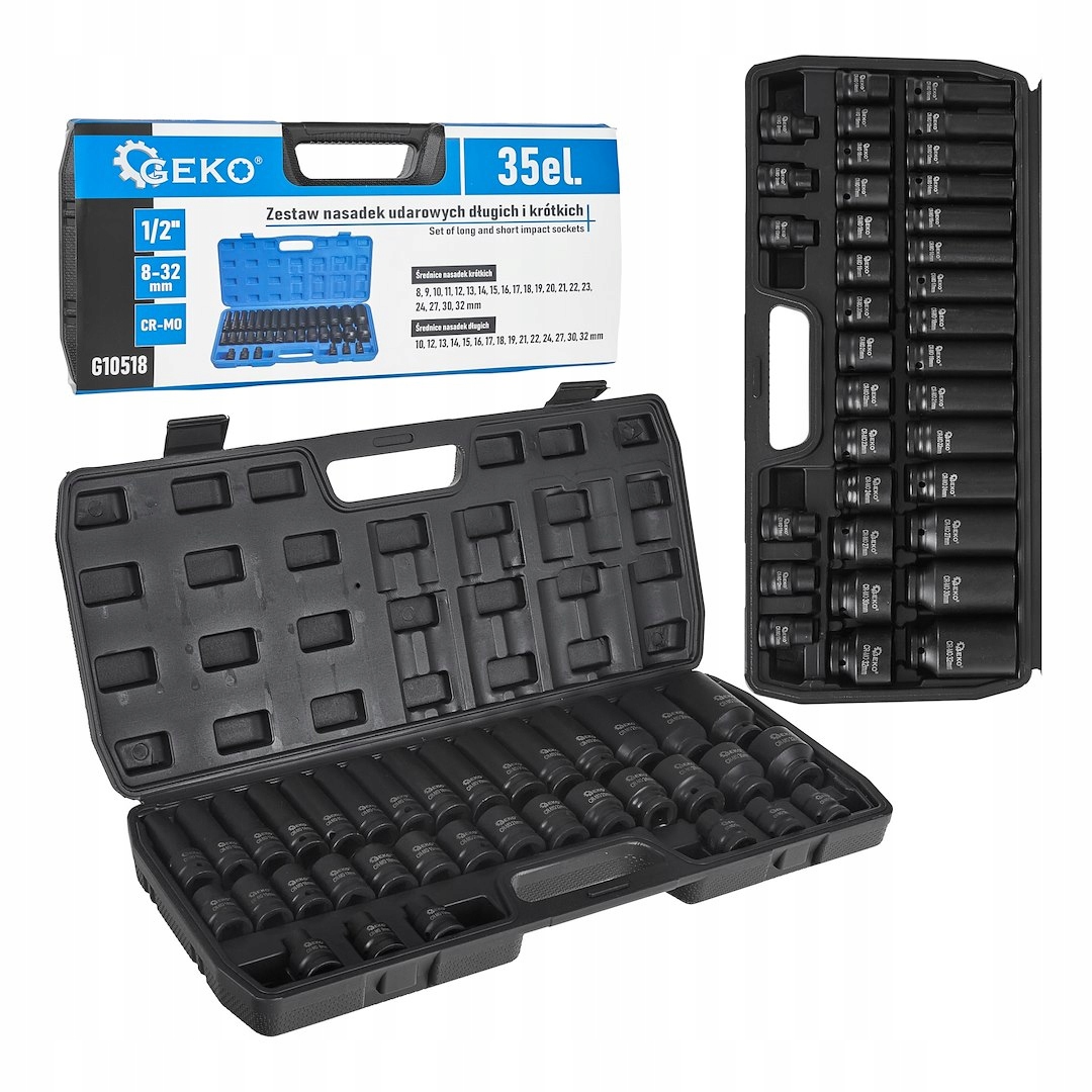 Sada rázových nástavců dlouhých a krátkých 1/2" 8-32 mm 35ks(5)