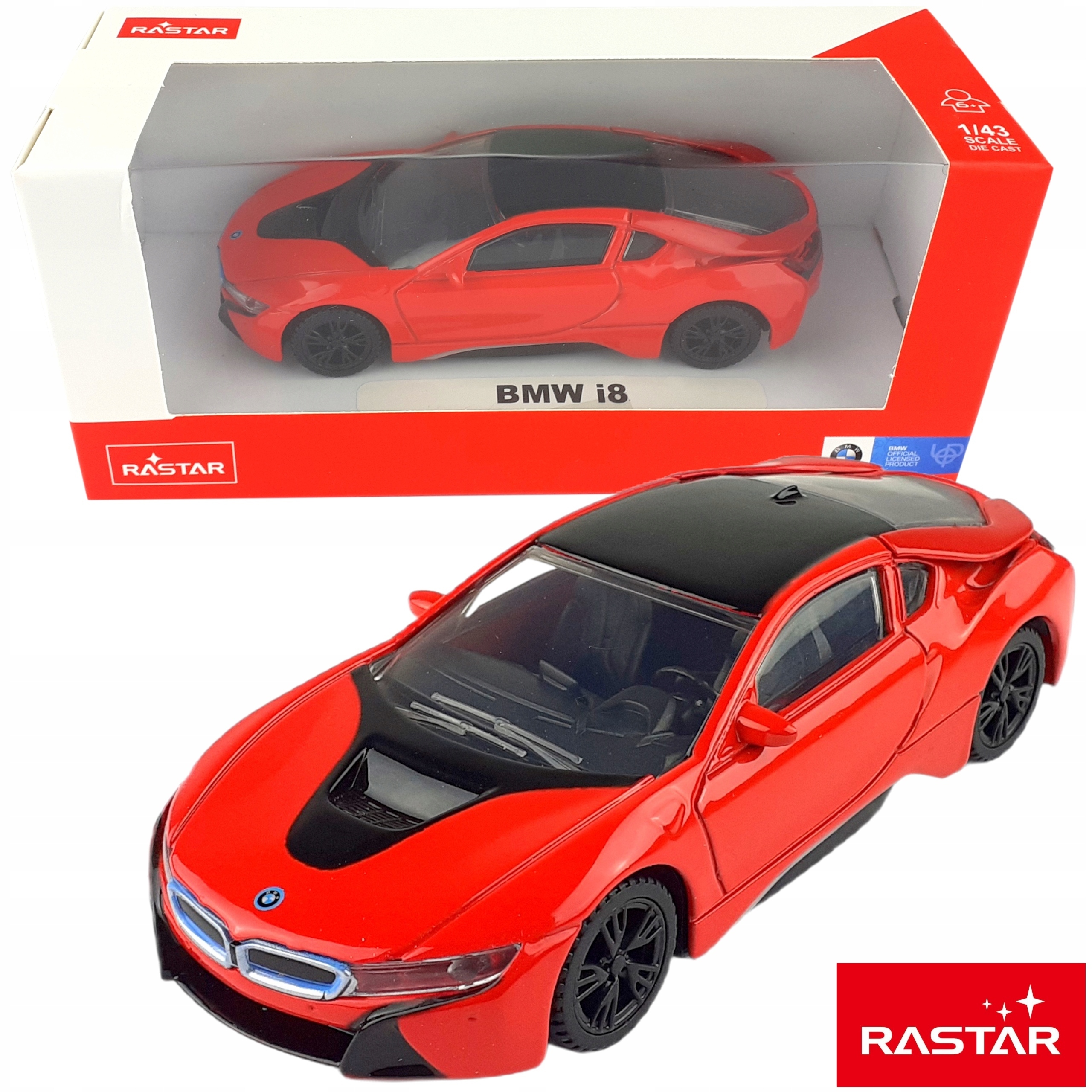

Rastar 1:43 Bmw i8 czerwono-czarny Kd