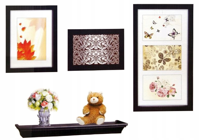 

Ramka Na Zdjęcia 3 Ramki Półka Kolaż Czarny