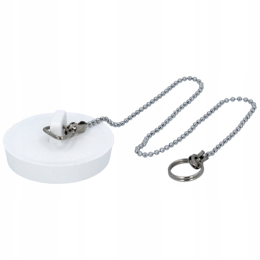 

Korek zlewozmywaka biały gumowy 50mm z łańcuszkiem