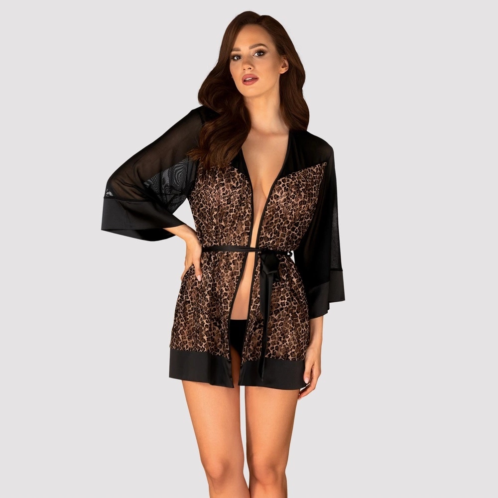 Obsessive Allunes Peniuar Kimono Panterka 2XL/3XL Plus Size