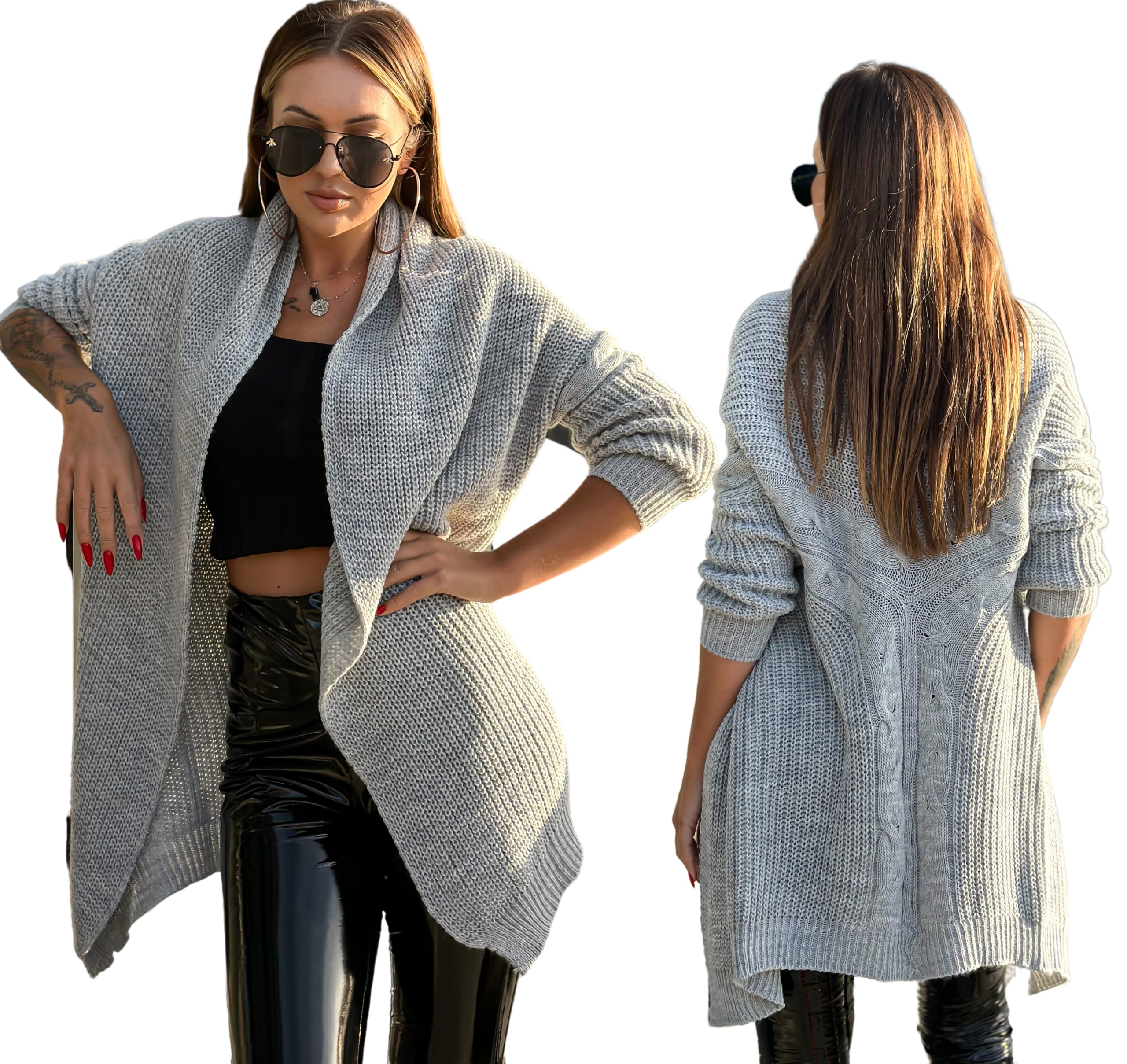 Dámský svetr oversize šálový, měkký, ženský, šedý Univerzální